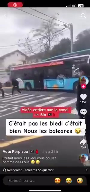 🇫🇷Francja: Perpignan. Zamaskowani napastnicy zaatakowali autobus bejsbolami i gazem łzawiącym