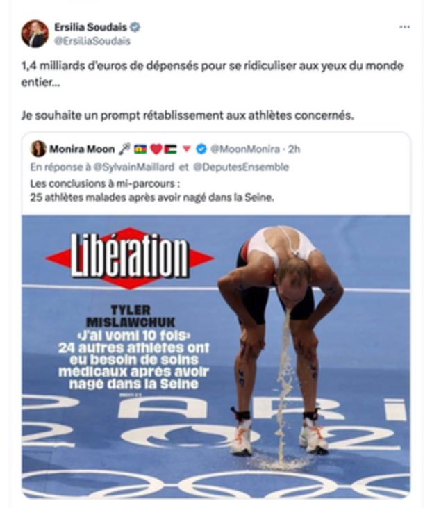 🇫🇷Francja: Posłanka Soudais udostępniła fałszywą okładkę o zatruciach olimpijczyków