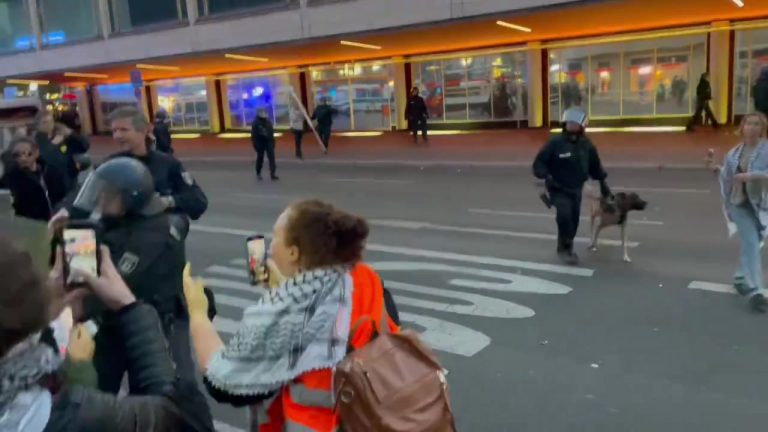 Niemcy: Berlin. Policja szczuje psami propalestyńskich demonstrantów, dla islamu to obraza
