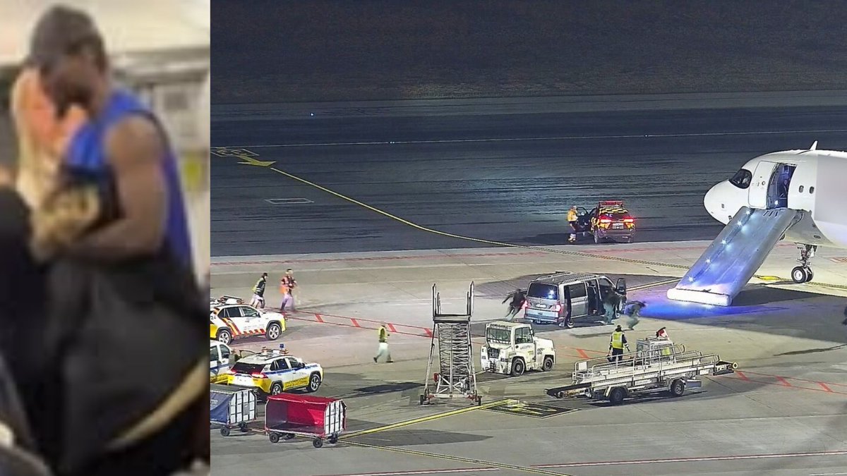 Polska: Warszawa. Pasażer otworzył drzwi kołującego samolotu na Lotnisku Chopina