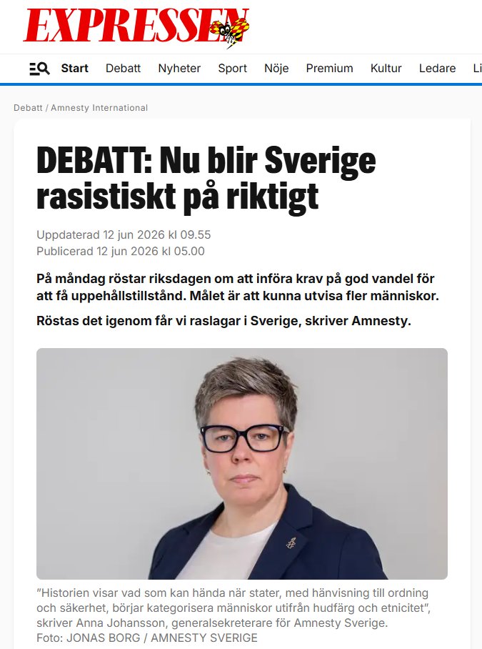 🇸🇪Szwecja: Amnesty nazywa zaostrzenie wymogu dobrego prowadzenia się prawami rasowymi